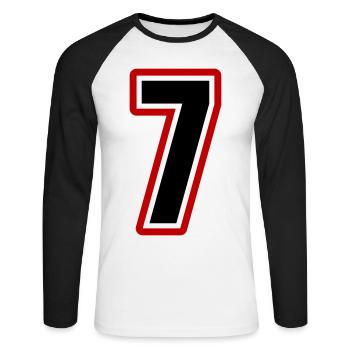 7 nombre symbole - T-shirt baseball manches longues Homme - blanc/noir - Devant - Nik (191cm)