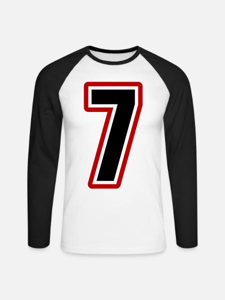 7 Zahl symbol - Unisex Baseballshirt langarm - Weiß/Schwarz
