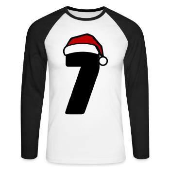 7 Numéro de Noël - T-shirt baseball manches longues Homme - blanc/noir - Devant - Nik (191cm)
