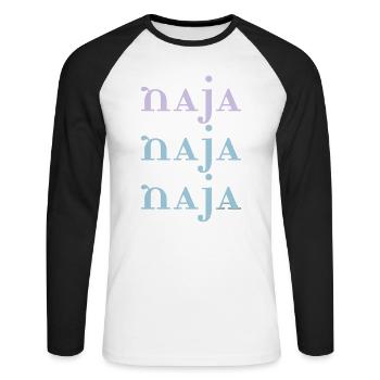Naja Schriftzug Idee Geschenk Motto Wort - Unisex Baseballshirt langarm - Weiß/Schwarz - Vorne - Nik (191cm)