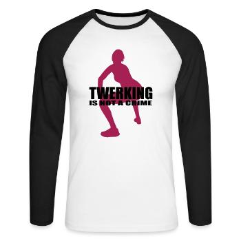 twerking ist kein kriminelles Sprichwort - Unisex Baseballshirt langarm - Weiß/Schwarz - Vorne - Nik (191cm)