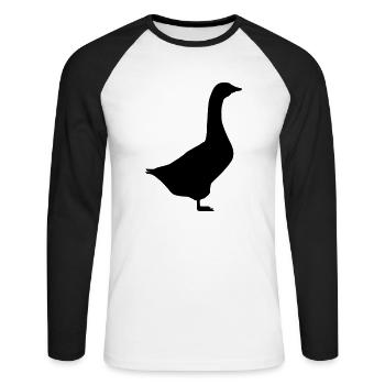 Gans Toll - Unisex Baseballshirt langarm - Weiß/Schwarz - Vorne - Nik (191cm)