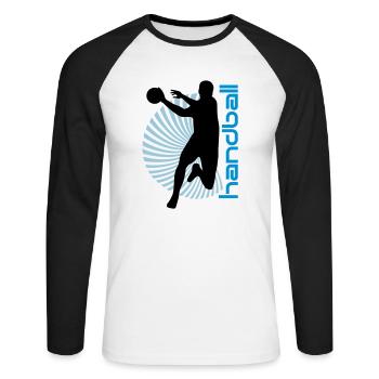 Spiral Handballer - T-shirt baseball manches longues Homme - blanc/noir - Devant - Nik (191cm)
