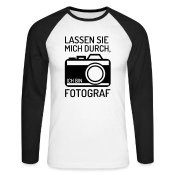 Fotograf Fotoapparat Kamera Bild Presse Paparazzi - Unisex Baseballshirt langarm - Weiß/Schwarz - Vorne - Nik (191cm)