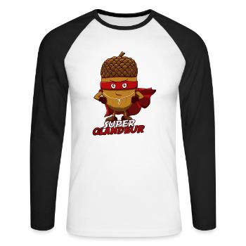 Super Glandeur - T-shirt baseball manches longues Homme - blanc/noir - Devant - Nik (191cm)