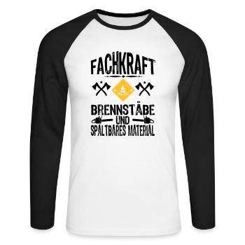 Fachkraft Holz - Unisex Baseballshirt langarm - Weiß/Schwarz - Vorne - Nik (191cm)