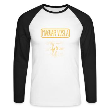 MAGYAR-VIZSLA - Traum - Unisex Baseballshirt langarm - Weiß/Schwarz - Vorne - Nik (191cm)
