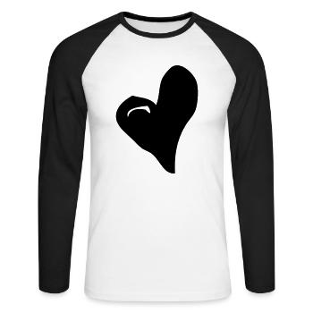 cœur - T-shirt baseball manches longues Homme - blanc/noir - Devant - Nik (191cm)