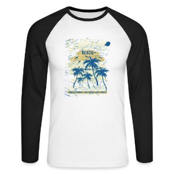 California Beach - Unisex Baseballshirt langarm - Weiß/Schwarz - Vorne - Nik (191cm)