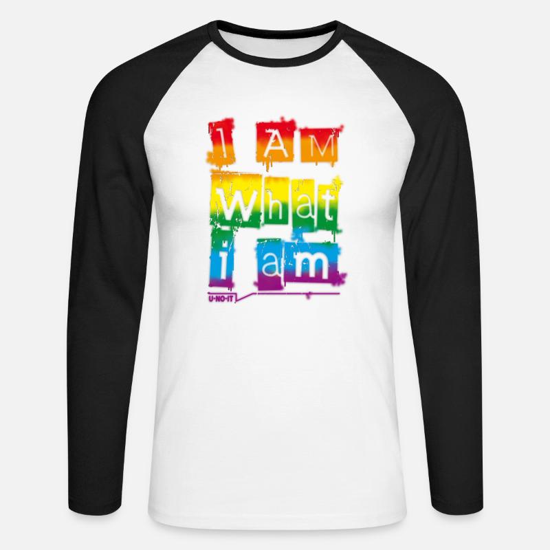 Ich bin was ich bin - Unisex Baseballshirt langarm - Weiß/Schwarz