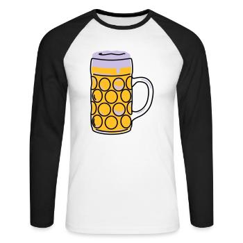 Bierkrug, Schoppen, Maß - Unisex Baseballshirt langarm - Weiß/Schwarz - Vorne - Nik (191cm)
