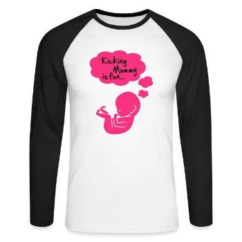 kicking mommy is fun... - T-shirt baseball manches longues Homme - blanc/noir - Devant - Nik (191cm)