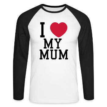 i love my mum - Unisex Long Sleeve Baseball T-Shirt - white/black - Front - Nik (191cm)