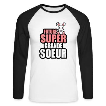 future super grande-soeur - T-shirt baseball manches longues Homme - blanc/noir - Devant - Nik (191cm)