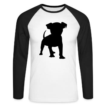 chihuahua - T-shirt baseball manches longues Homme - blanc/noir - Devant - Nik (191cm)