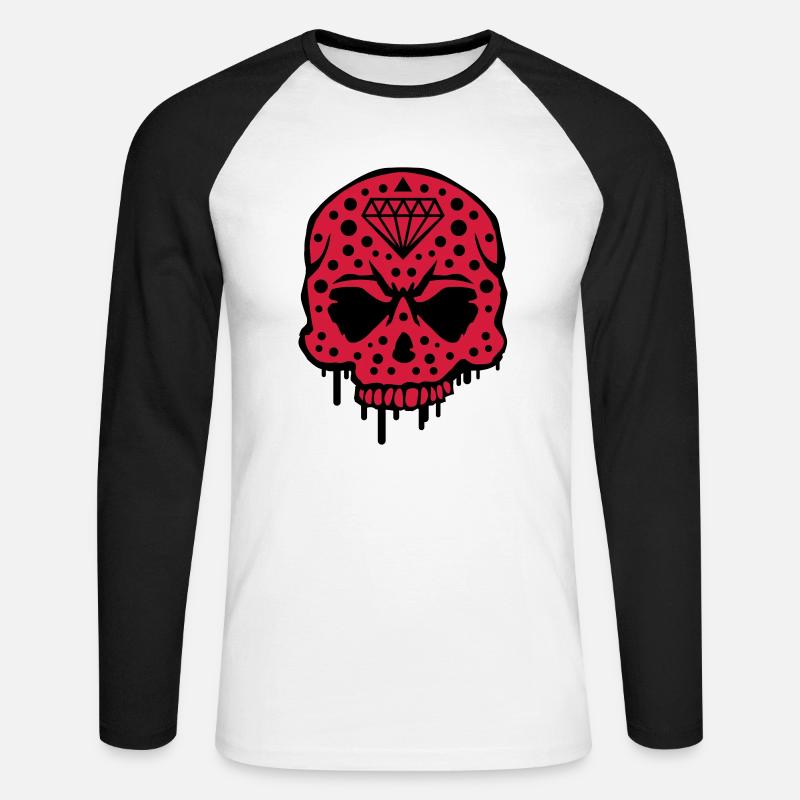 skull_diamond_graffiti_ce2 - Unisex Baseballshirt langarm - Weiß/Schwarz