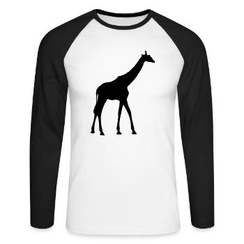 Silhouette d’animal de zoo girafe de couleur noire - T-shirt baseball manches longues Homme - blanc/noir - Devant - Nik (191cm)