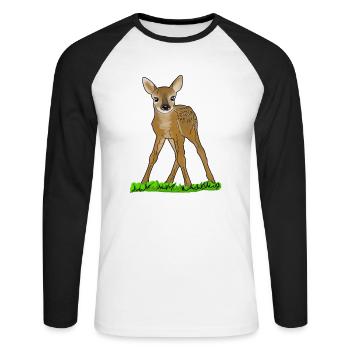 faon - T-shirt baseball manches longues Homme - blanc/noir - Devant - Nik (191cm)