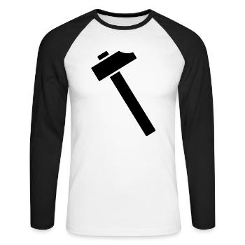 Marteau - T-shirt baseball manches longues Homme - blanc/noir - Devant - Nik (191cm)
