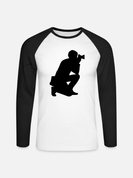 Fotograf - Unisex Baseballshirt langarm - Weiß/Schwarz