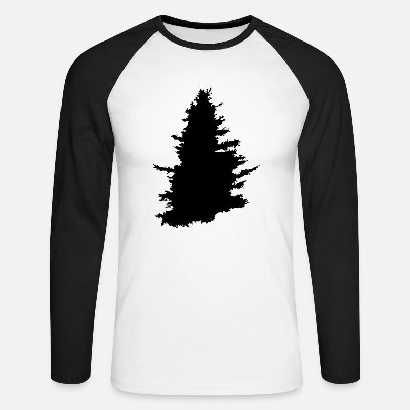 Baum, Nadelbaum, Wald - Unisex Baseballshirt langarm - Weiß/Schwarz