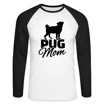 Mops - Unisex Baseballshirt langarm - Weiß/Schwarz - Vorne - Nik (191cm)