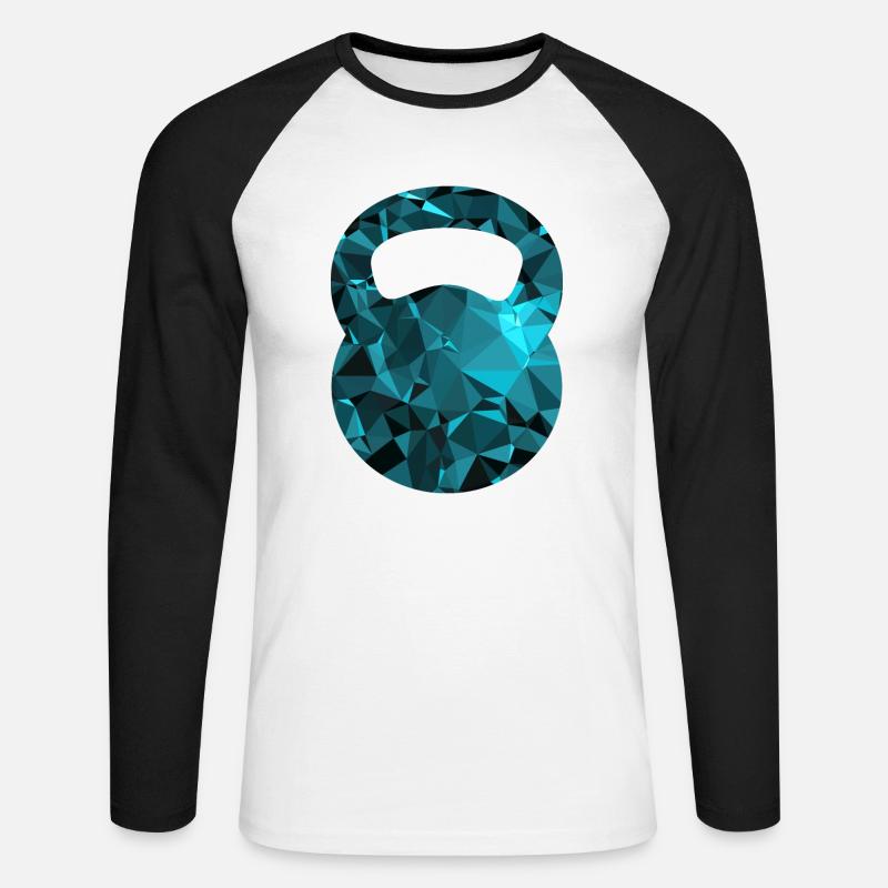 Kettlebell (Low Poly) - Unisex Baseballshirt langarm - Weiß/Schwarz