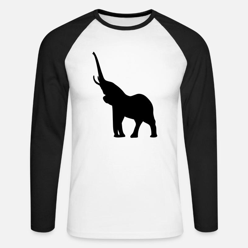 Elephant - Elefant - Unisex Baseballshirt langarm - Weiß/Schwarz