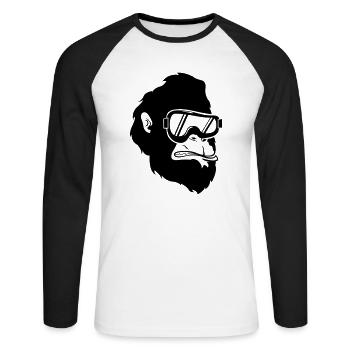ski_gorilla_001 - Unisex Baseballshirt langarm - Weiß/Schwarz - Vorne - Nik (191cm)