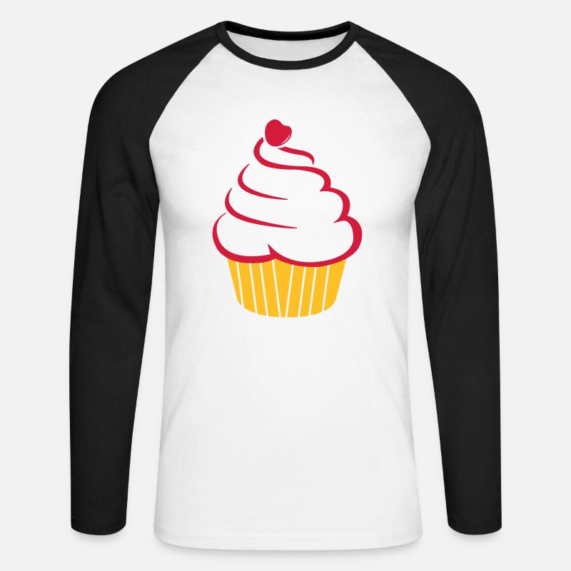 cupcake - Unisex Long Sleeve Baseball T-Shirt - white/black