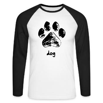 Patte de chien - Chien - T-shirt baseball manches longues Homme - blanc/noir - Devant - Nik (191cm)
