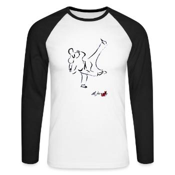 HARAI TSURIKOMI ASHI - T-shirt baseball manches longues Homme - blanc/noir - Devant - Nik (191cm)