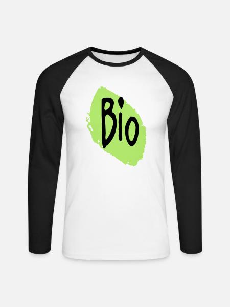bio - durable et écologique - T-shirt baseball manches longues Homme - blanc/noir
