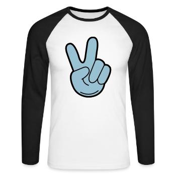 peace hand - Unisex Baseballshirt langarm - Weiß/Schwarz - Vorne - Nik (191cm)