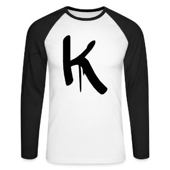 buchstabe K - Unisex Baseballshirt langarm - Weiß/Schwarz - Vorne - Nik (191cm)