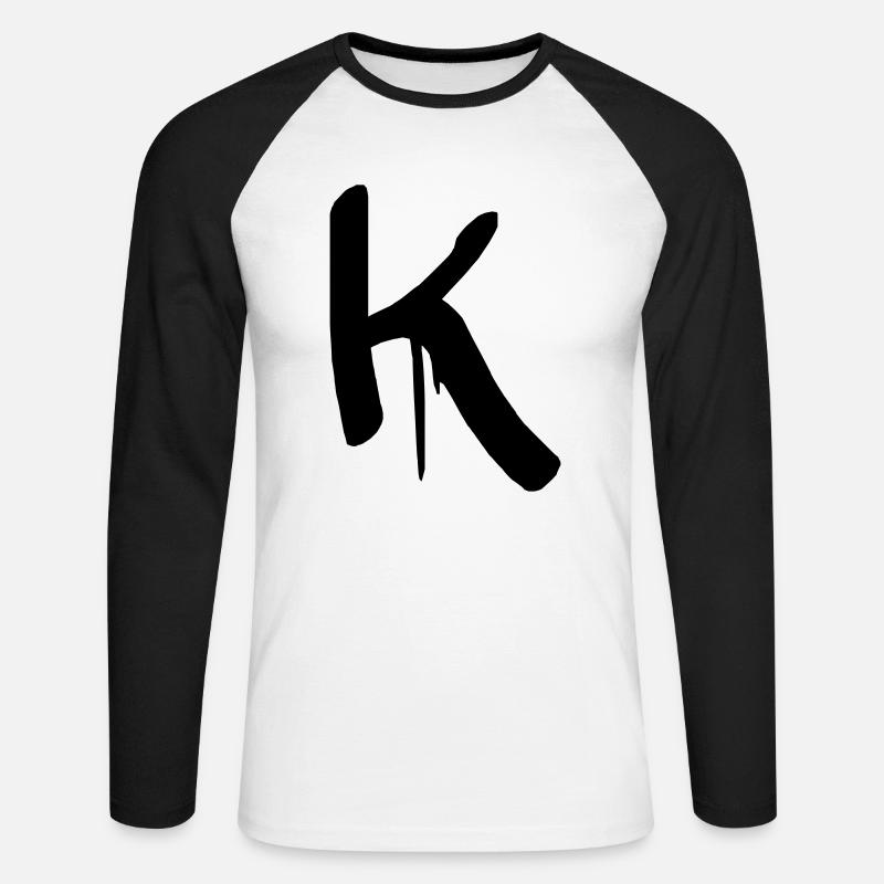 buchstabe K - Unisex Baseballshirt langarm - Weiß/Schwarz
