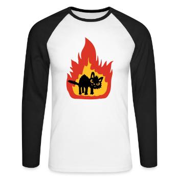 Burning hot cat - Unisex Long Sleeve Baseball T-Shirt - white/black - Front - Nik (191cm)