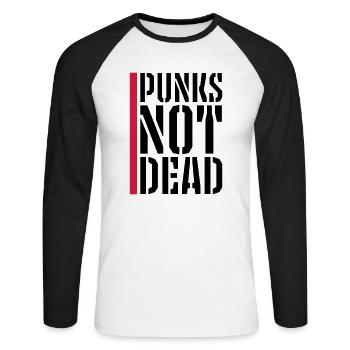 punks pas mort citation - T-shirt baseball manches longues Homme - blanc/noir - Devant - Nik (191cm)