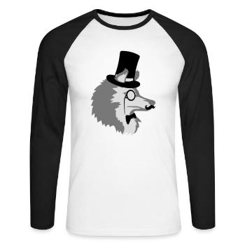Sir Wolf Gentlemen Cylinder - Unisex Long Sleeve Baseball T-Shirt - white/black - Front - Nik (191cm)