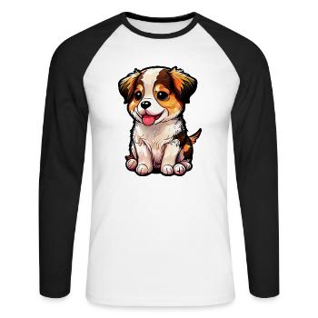 Doggy's charm, sweet snuffle - Unisex Long Sleeve Baseball T-Shirt - white/black - Front - Nik (191cm)