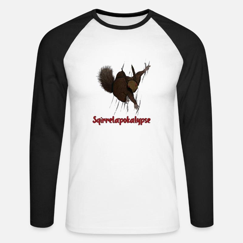 Squirrelapokalypse - Unisex Baseballshirt langarm - Weiß/Schwarz