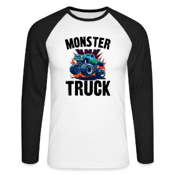 monster truck - T-shirt baseball manches longues Homme - blanc/noir - Devant - Nik (191cm)