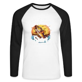 Lucky Fishing Shirt Do not Wash - Unisex Baseballshirt langarm - Weiß/Schwarz - Vorne - Nik (191cm)