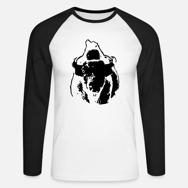 BÜFFEL - Unisex Baseballshirt langarm - Weiß/Schwarz