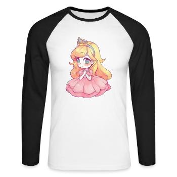 Sentez-vous comme des rois dans cet élégant design de princesse - T-shirt baseball manches longues Homme - blanc/noir - Devant - Nik (191cm)