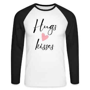 Câlins & baisers - T-shirt baseball manches longues Homme - blanc/noir - Devant - Nik (191cm)