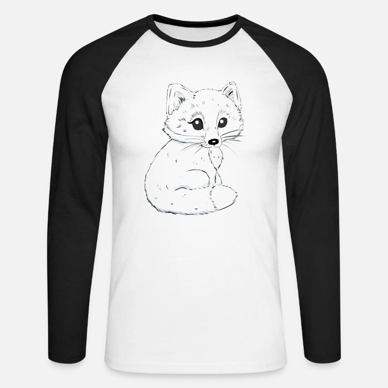 Fuchs - Unisex Baseballshirt langarm - Weiß/Schwarz