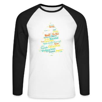 Geschenkidee Weihnachten - Unisex Baseballshirt langarm - Weiß/Schwarz - Vorne - Nik (191cm)