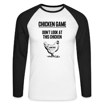 Jeu de poulet - T-shirt baseball manches longues Homme - blanc/noir - Devant - Nik (191cm)