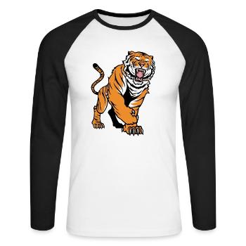 Tiger - Unisex Baseballshirt langarm - Weiß/Schwarz - Vorne - Nik (191cm)